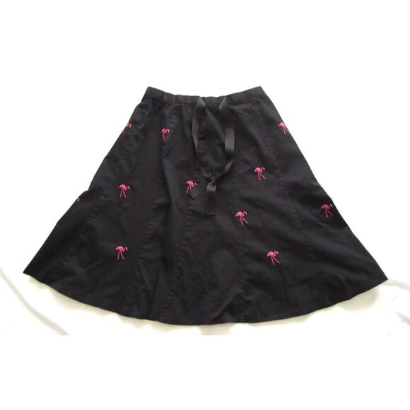 Women Wildlife New York Embroidered Pink Flamingos Skirt Sz 6 (Made in USA) WK16 - Picture 1 of 9